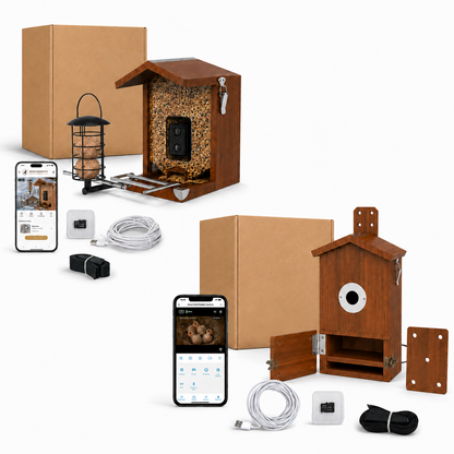 Vogelhaus und Nistkasten mit Kamera im Set inklusive Solarpanel und App-Steuerung für heimische Gartenvögel
