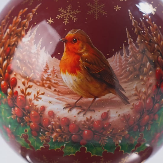 SANILU Winterglanz Premium Porzellan-Futterkugel mit Rotkehlchen-Motiv – Produktvideo