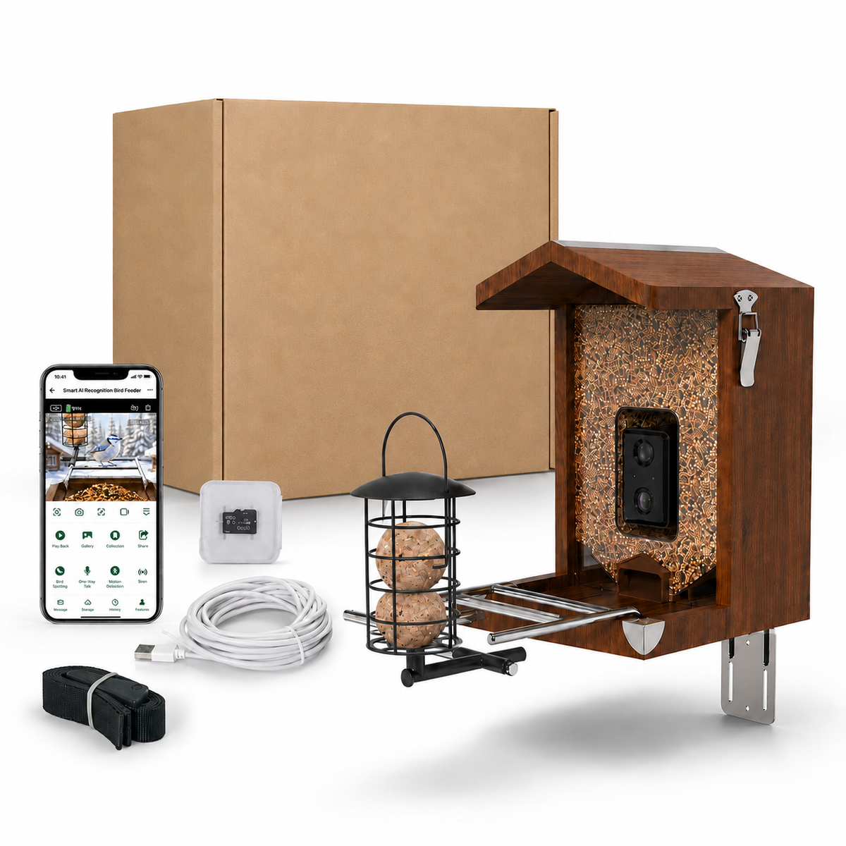 Vogelfutterhaus mit Kamera und Futterkübel – Komplettset und Zubehör