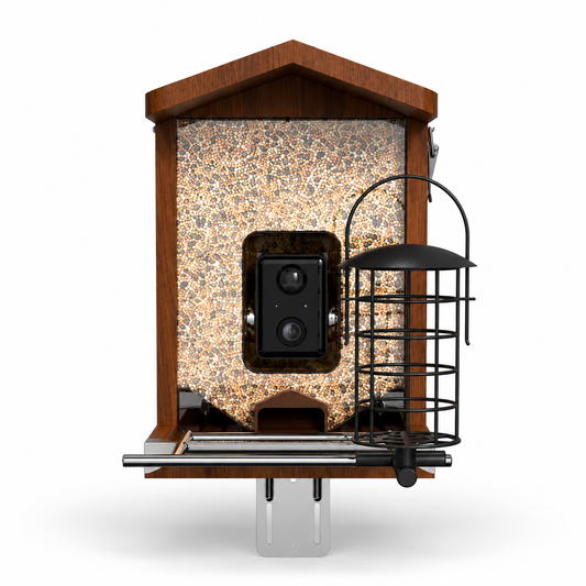 Holz Vogelhaus mit Kamera und Solarpanel, intelligenter Nistkasten mit HD-Kamera, Vogelfutterspender für heimische Gartenvögel